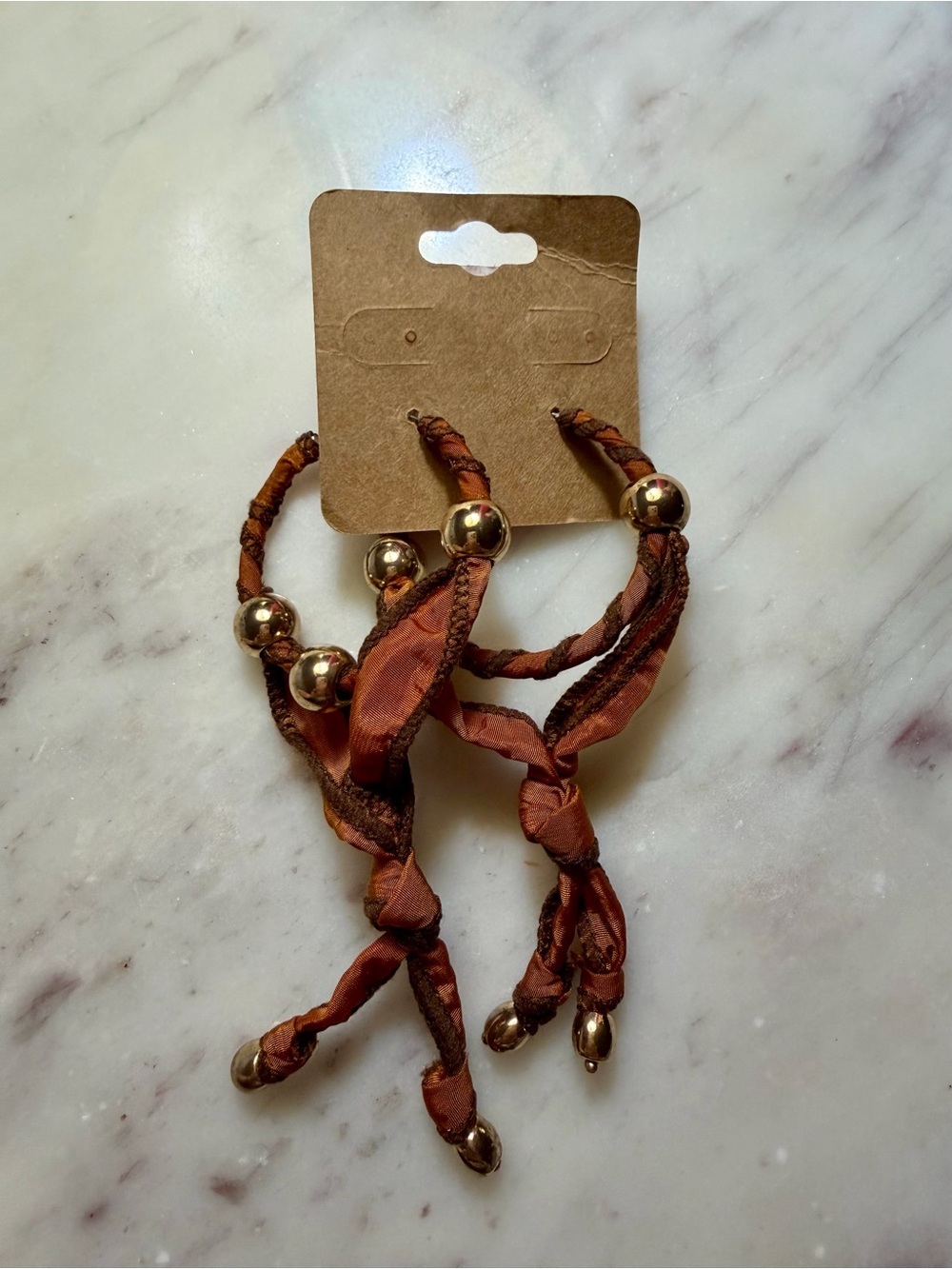 NWT Free People Lingering Love Hoops in Gold and Chocolate Colorway - Picture 4 of 5